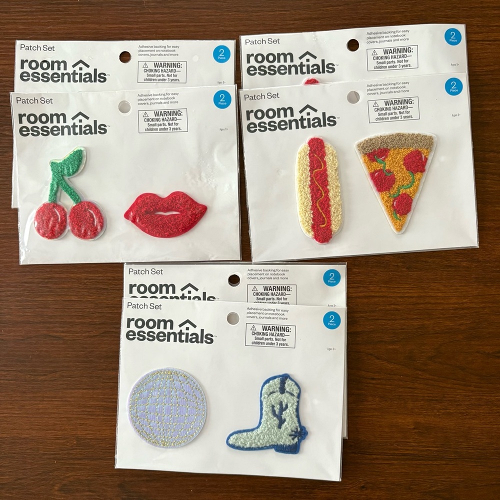 Patch Set of 6 - Cowgirl, Boots, Western, Disco Ball, Pizza, Cherries, Lips